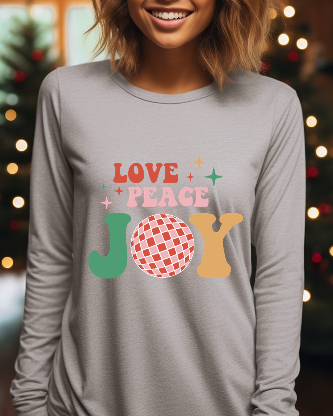 Love Peace Joy Christmas Adult Long Sleeve Tee