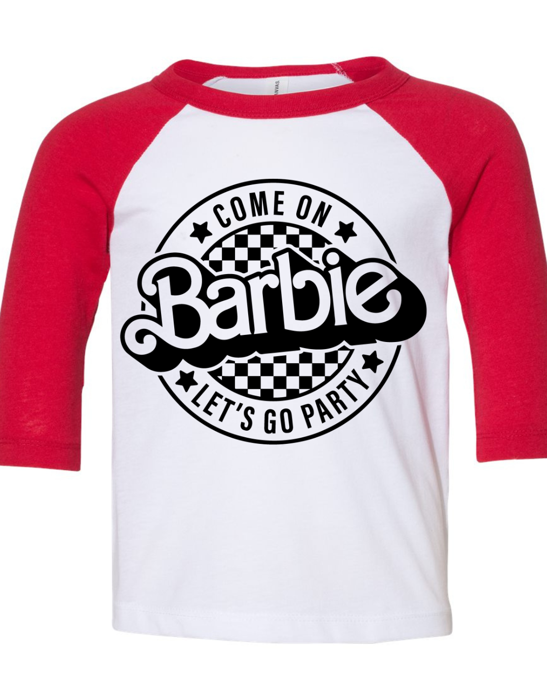 Barbie Lets Go Party Logo (Black) Three Quarter Sleeve Toddler Tee