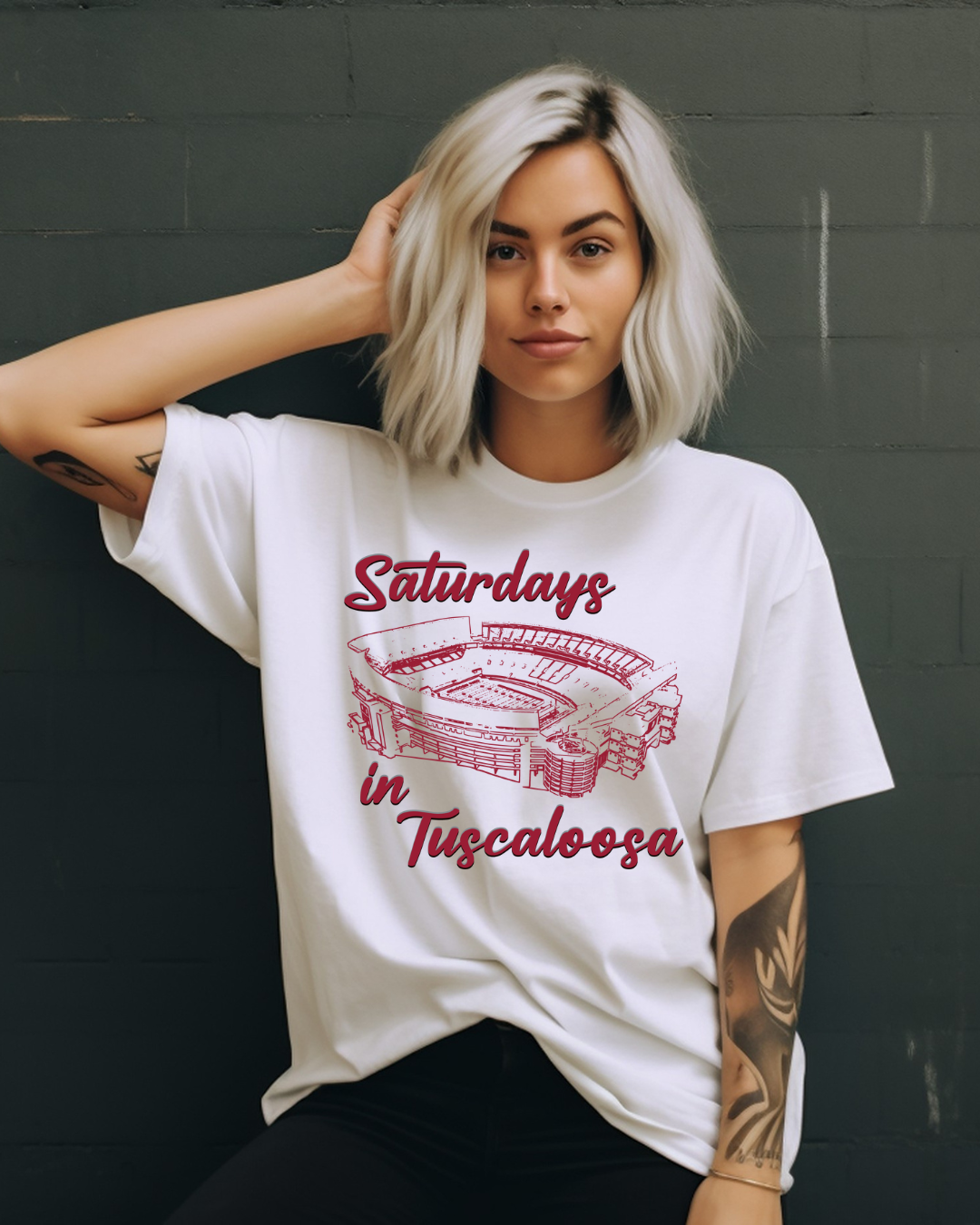 Saturday's In Tuscaloosa Alabama Adult Tee (RED)
