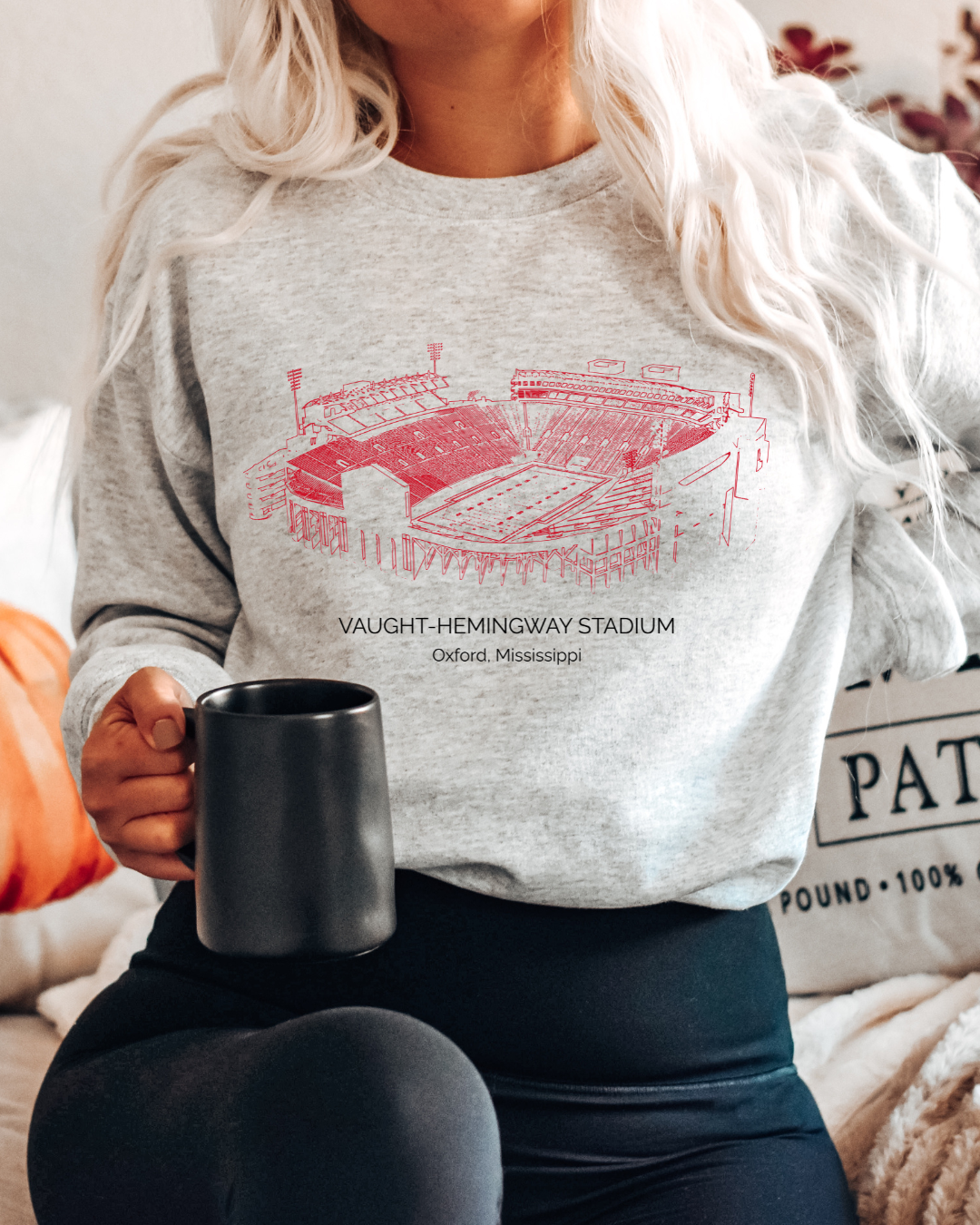 Vaught Hemingway Stadium Mississippi Adult Crewneck Pullover