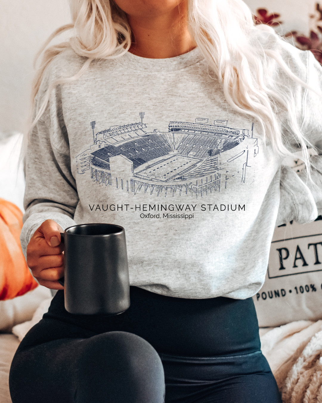 Vaught Hemingway Stadium Mississippi Adult Crewneck Pullover