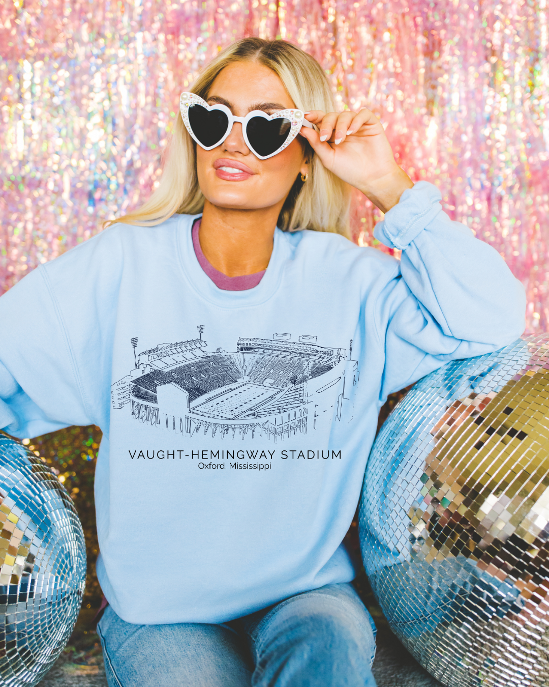 Vaught Hemingway Stadium Mississippi Adult Crewneck Pullover