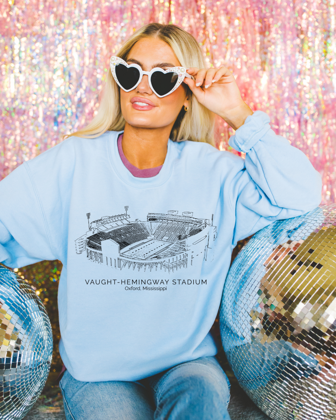 Vaught Hemingway Stadium Mississippi Adult Crewneck Pullover