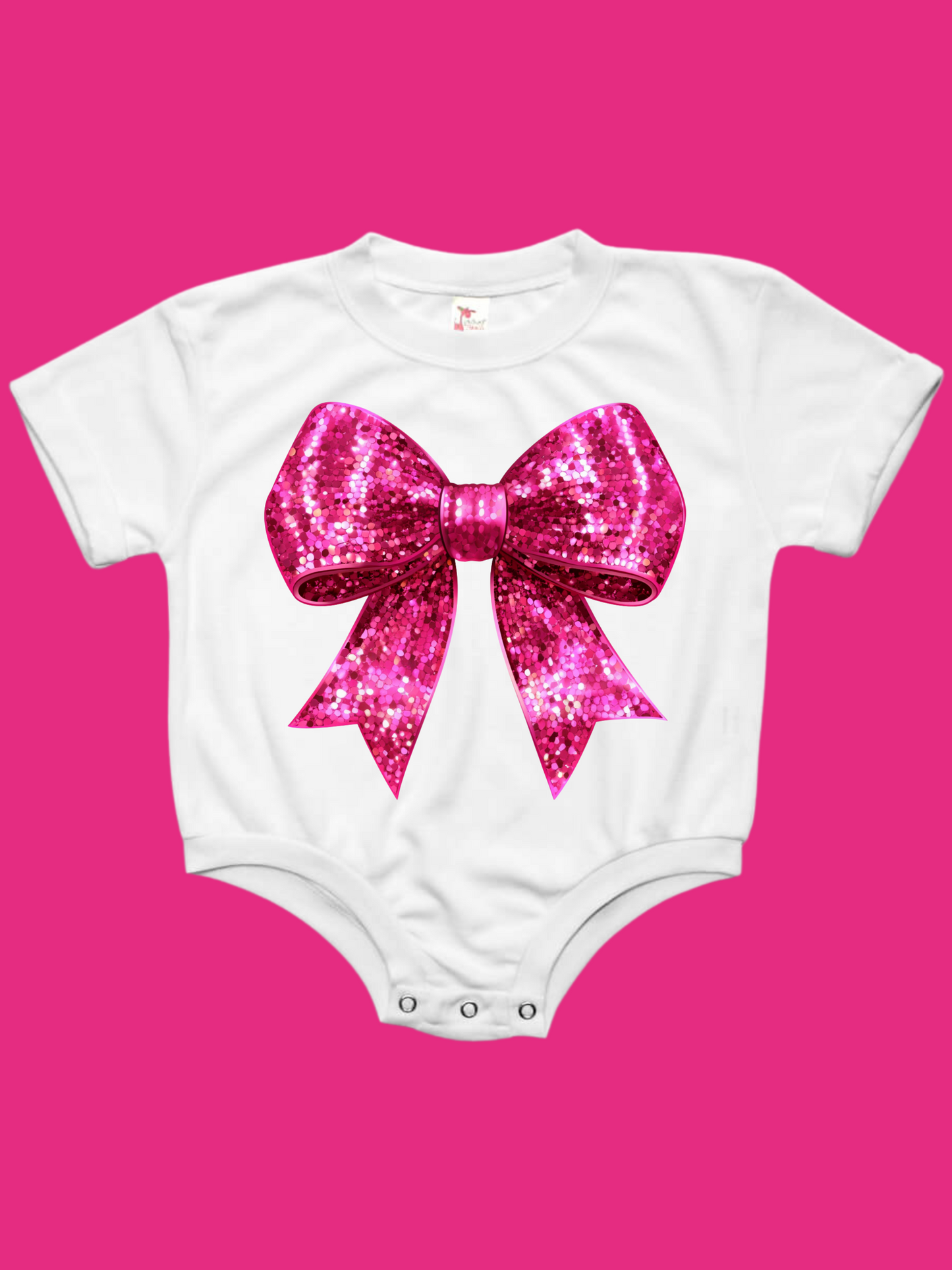 Pink Disco Coquette Bow Valentines Baby Bubble Romper SALE