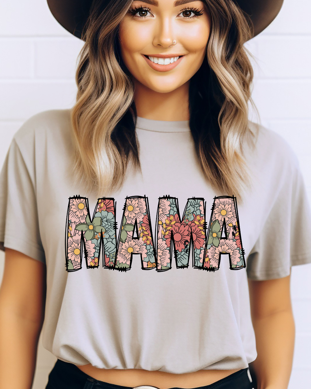 Floral MAMA Mothers Day Adult Tee