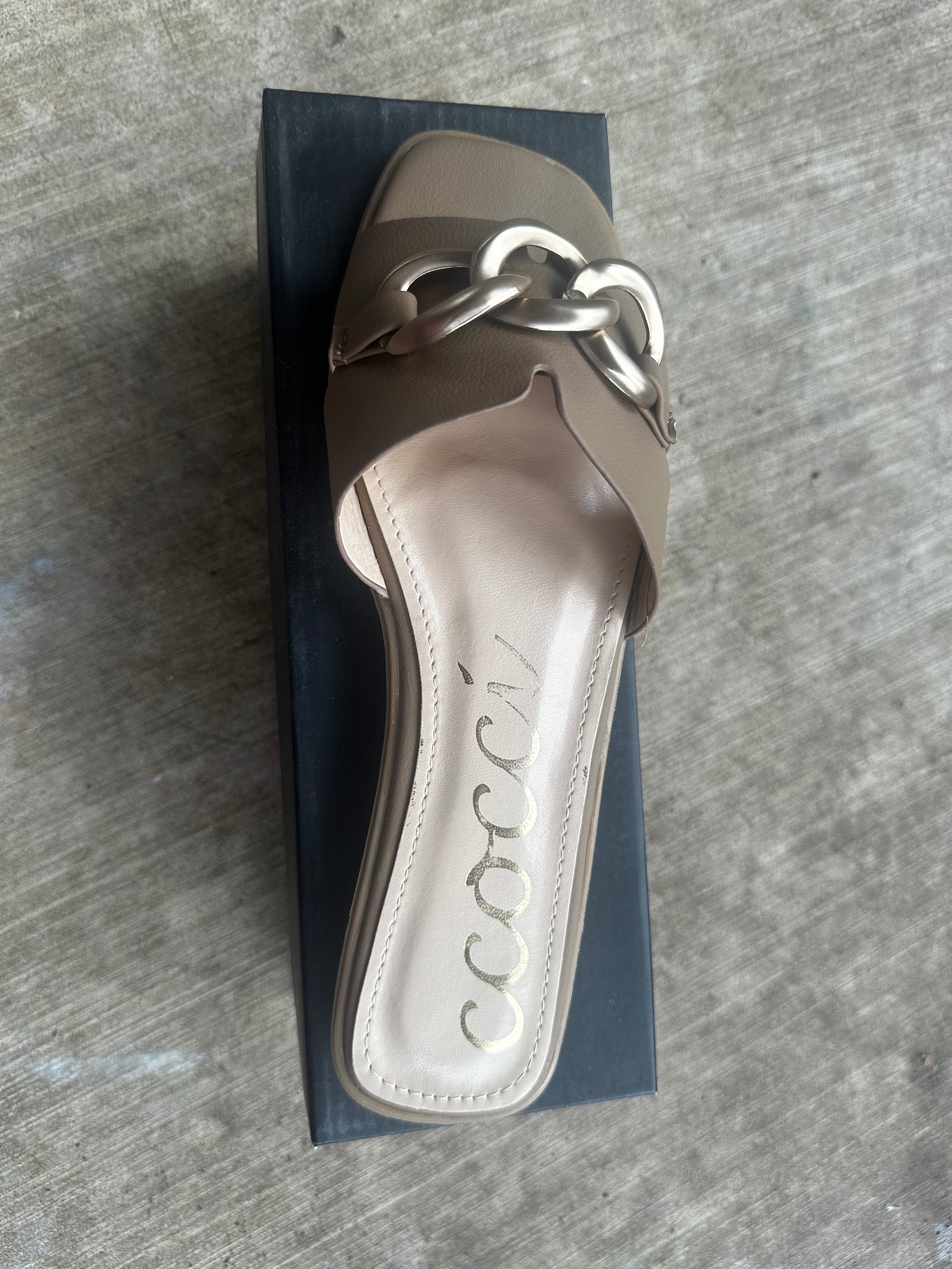 Off the Chain Slide Sandals in Taupe