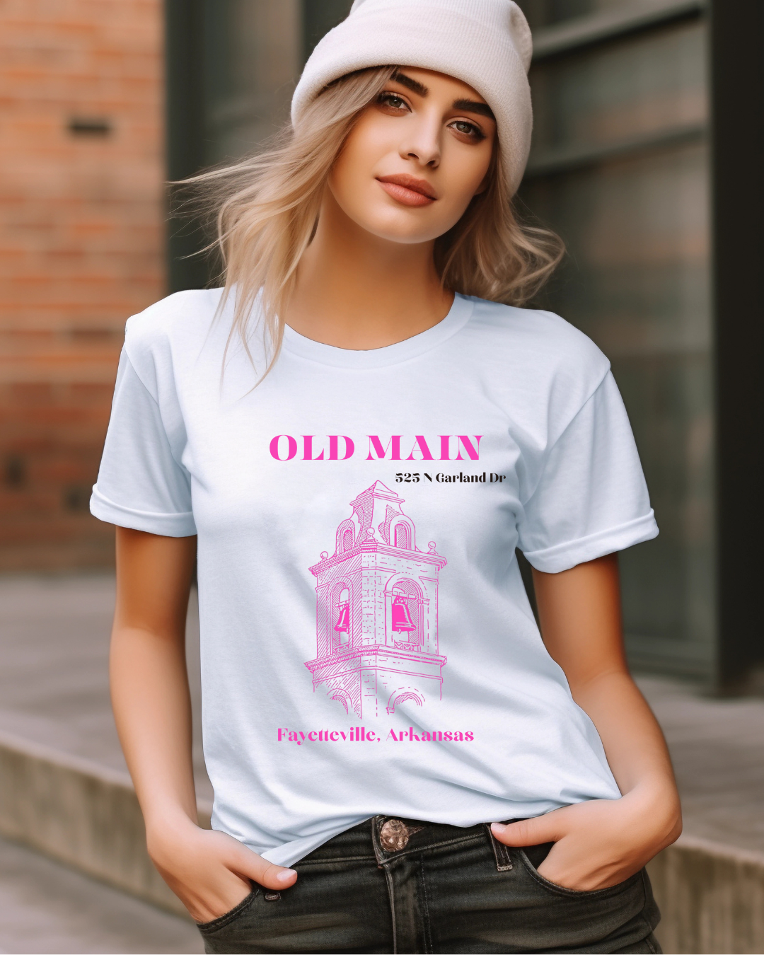 Pink Old Main Adult Arkansas Tee