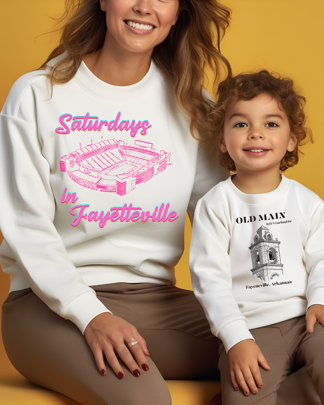 Black Old Main Arkansas Youth Crewneck Pullover