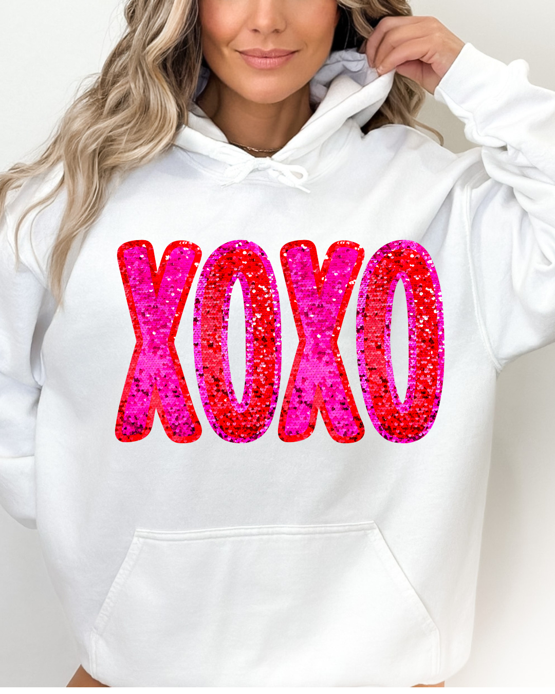 Sparkly XOXO Valentines Adult Hoodie