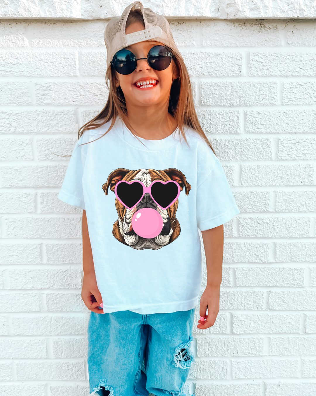 Bulldog Pink Bubble Georgia Youth Graphic Tee