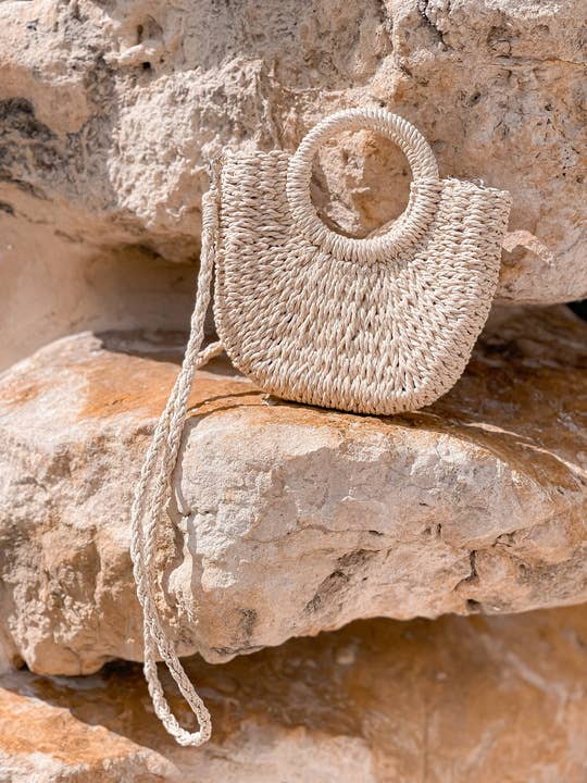 Mini Straw Crossbody Bag (Ivory)