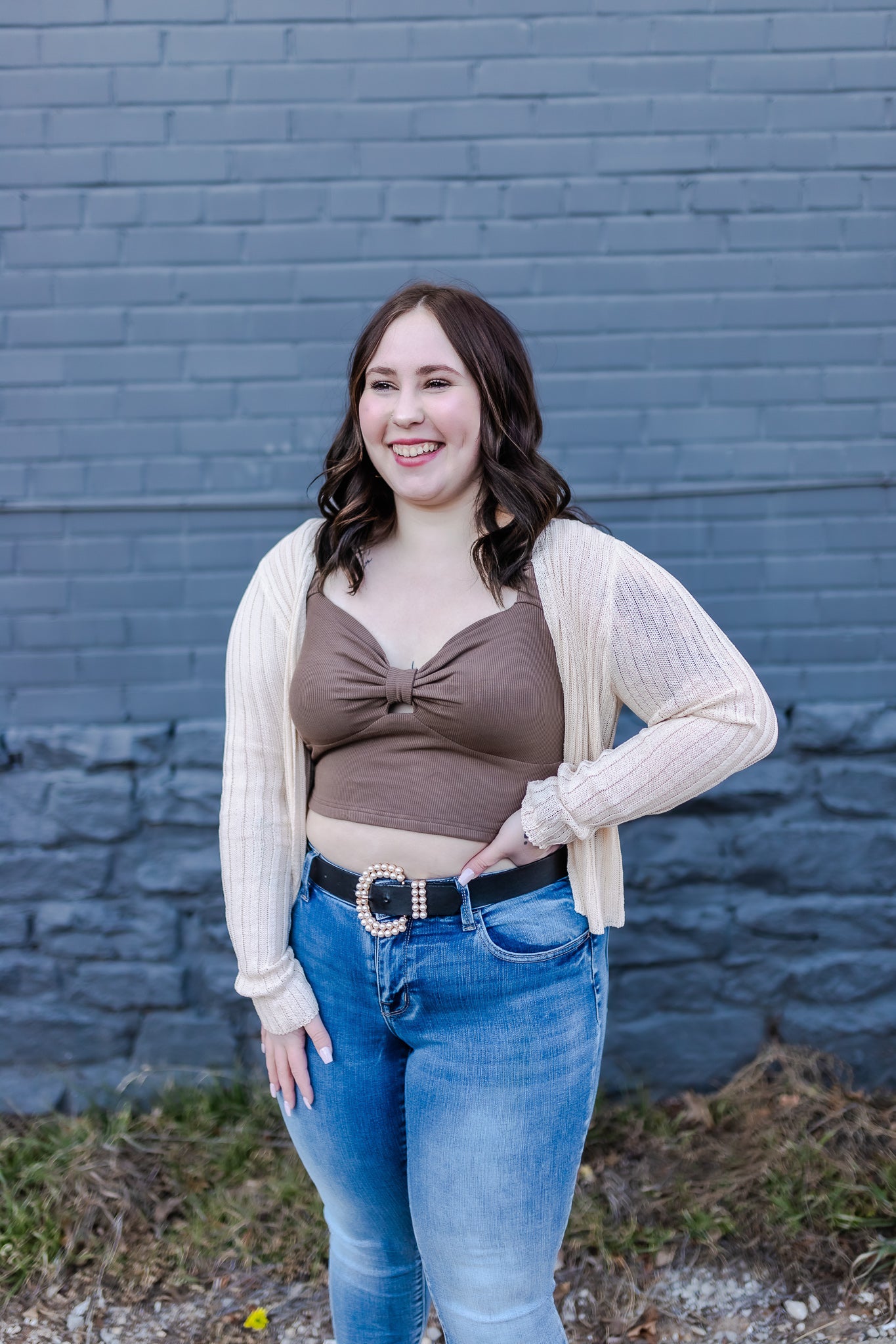 Put On Notice Ribbed Crop (Mocha)