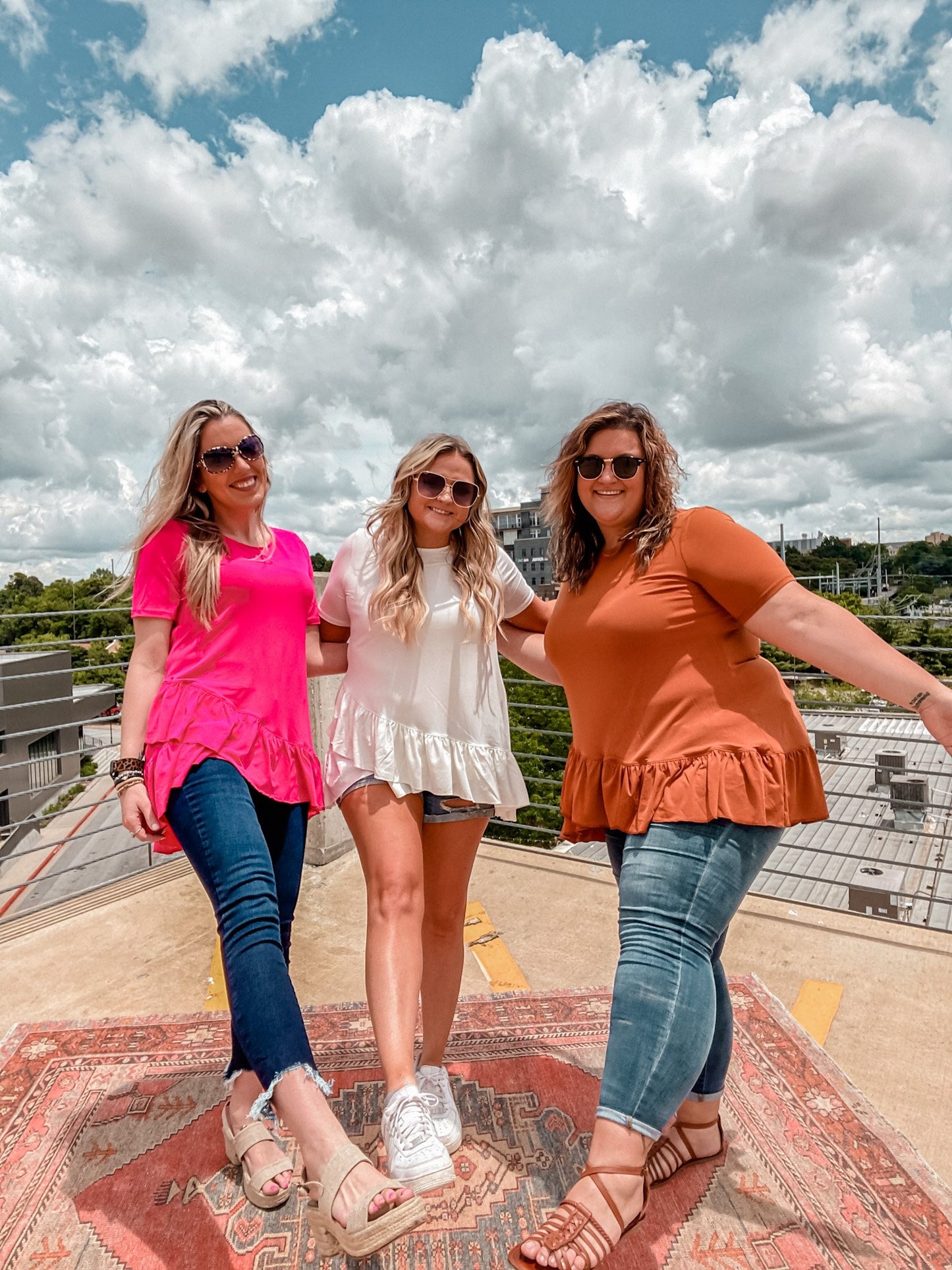 Ruffled Layered Tunic in Rust