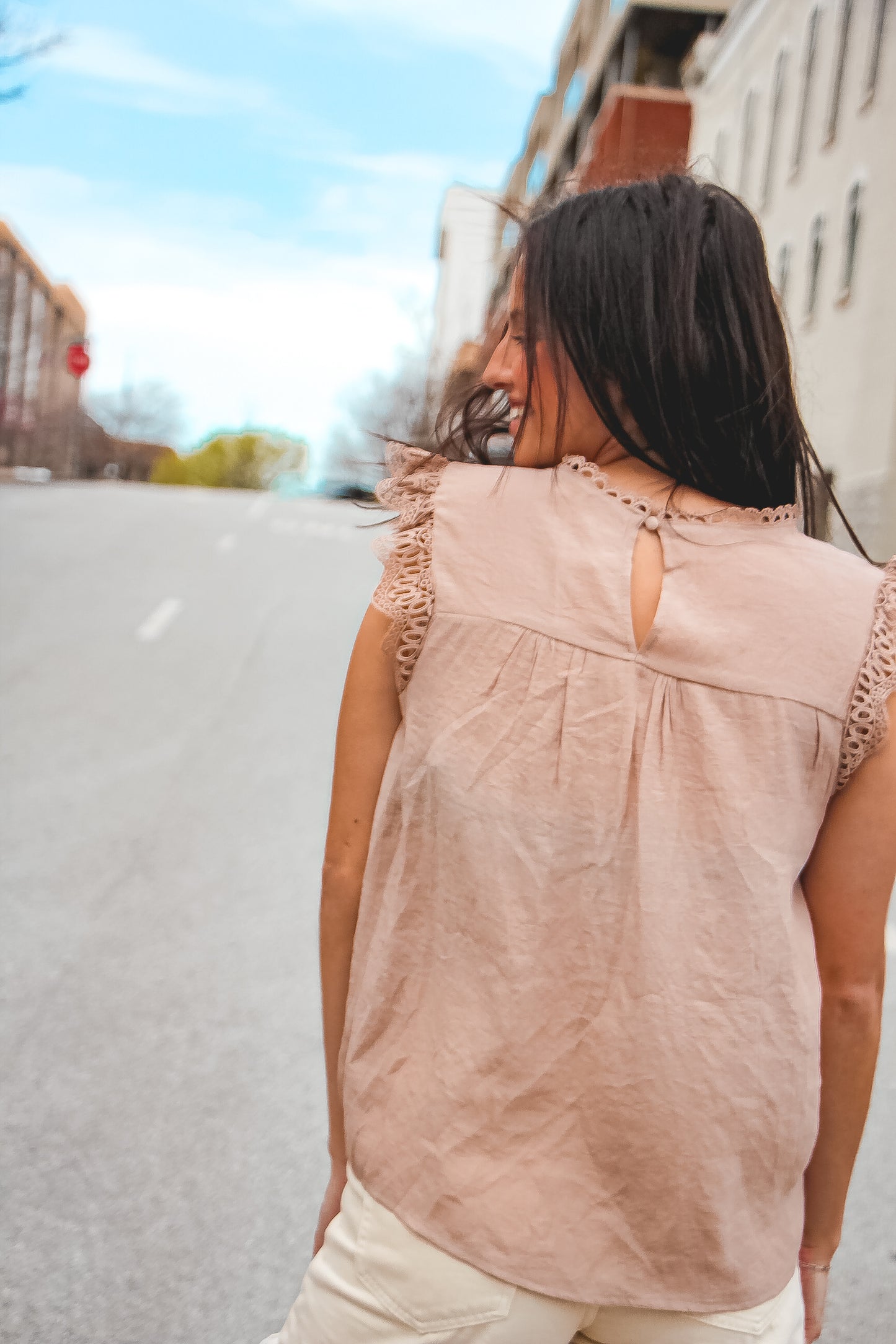 Moments Away Lace Tank Top in Nude