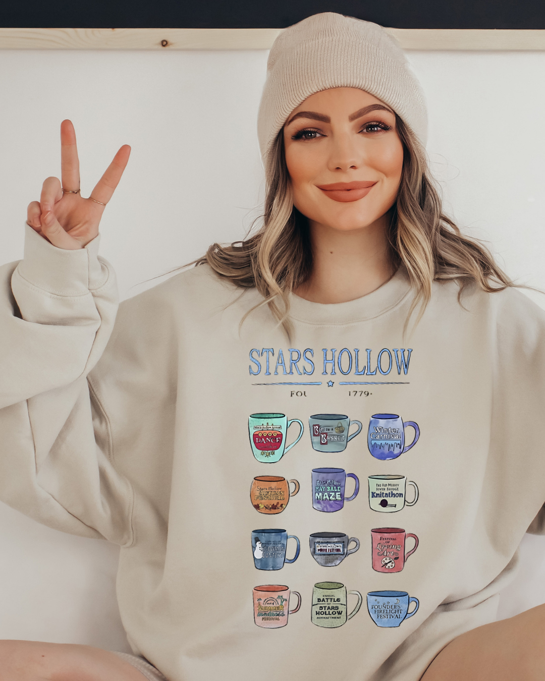 Stars Hollow Coffee Cups Gilmore Girl Adult Crewneck Pullover