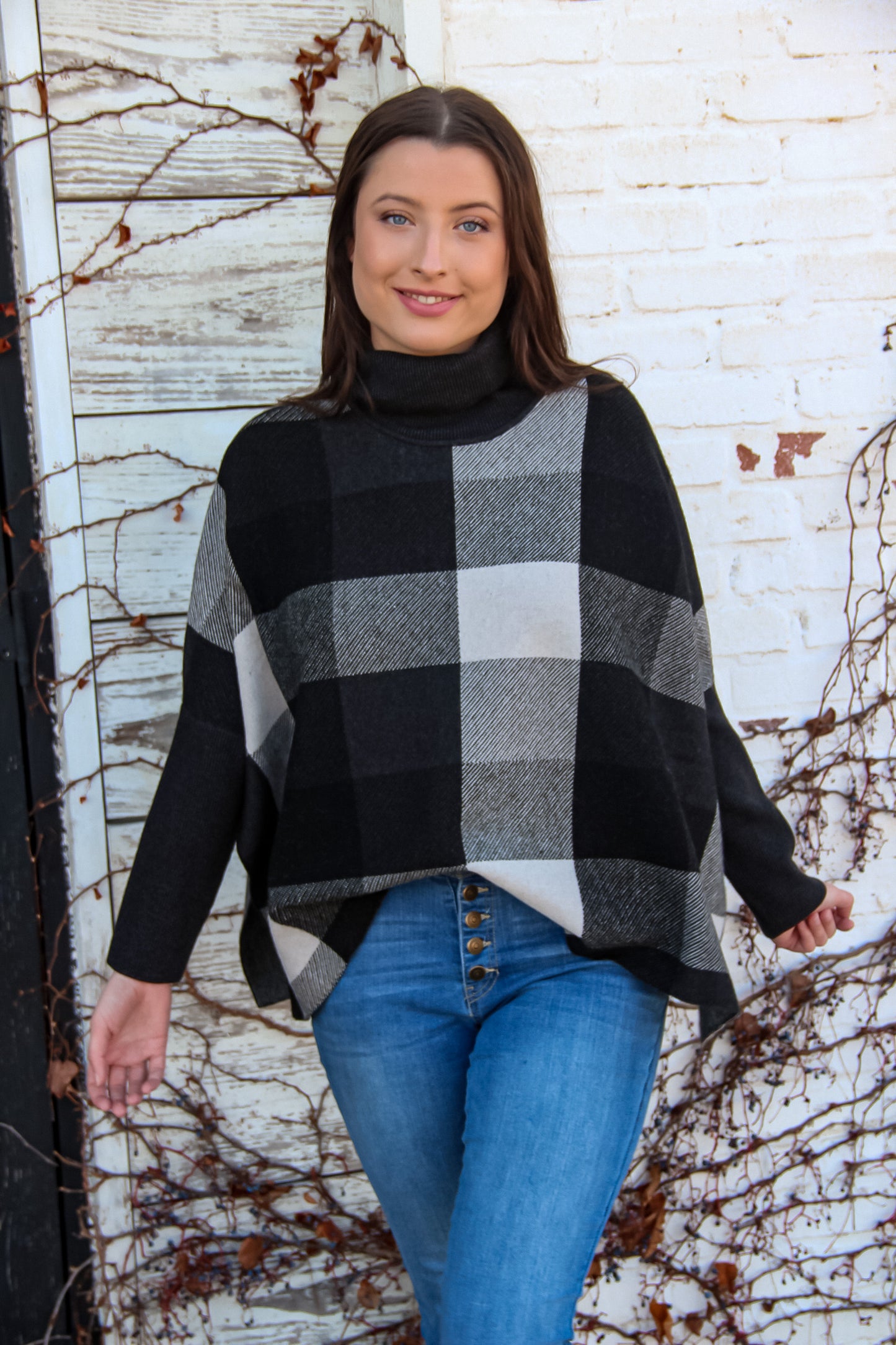 Check Mate Turtle Neck Sweater