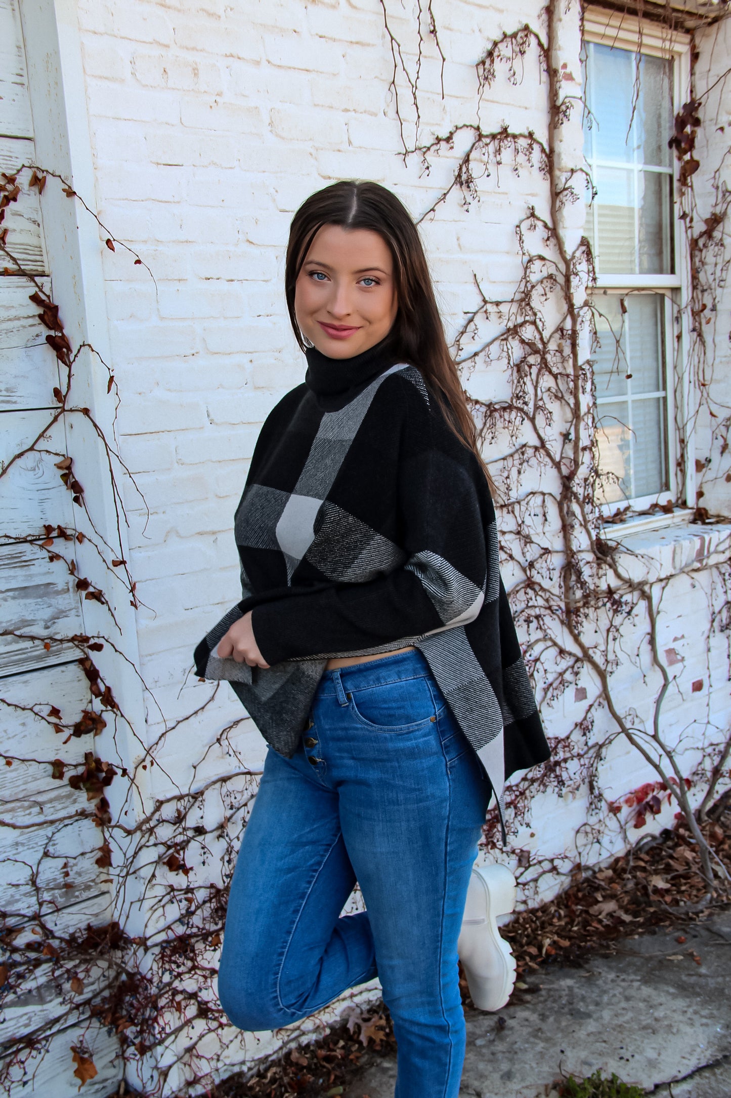 Check Mate Turtle Neck Sweater