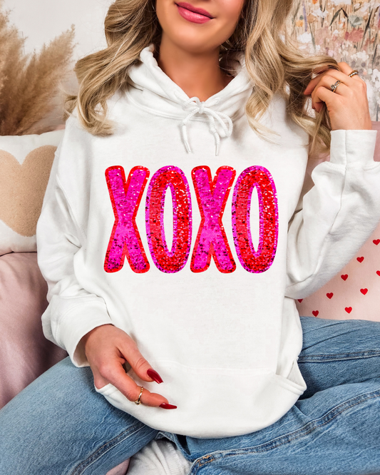 Sparkly XOXO Valentines Adult Hoodie