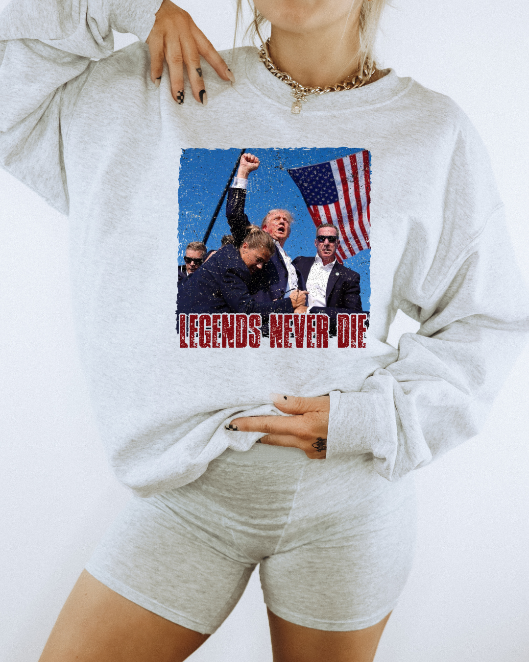 Legends Never Die Trump Adult Graphic Sweatshirt