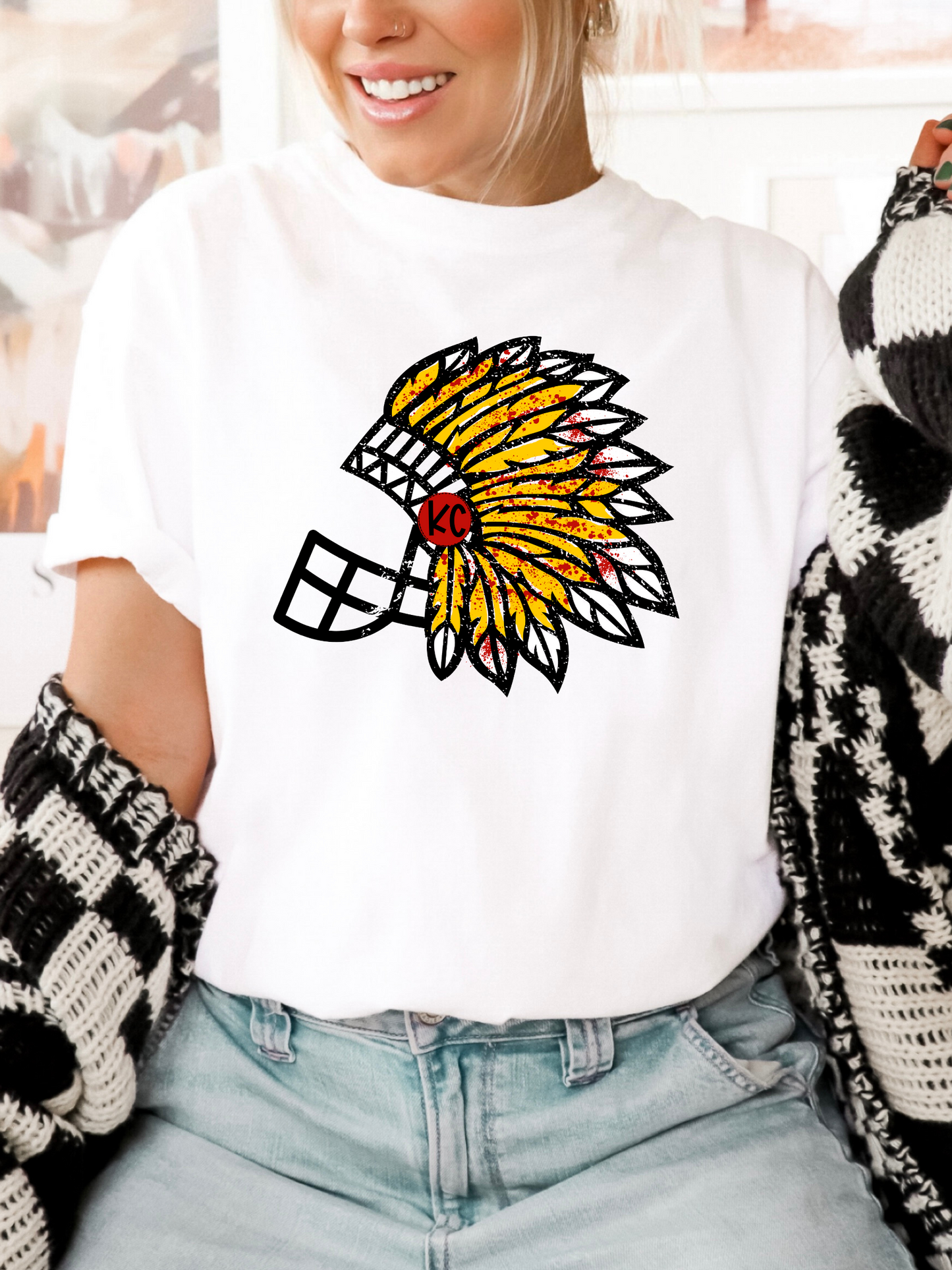 Kansas City Chiefs Headdress Helmet Adult Graphic Tee