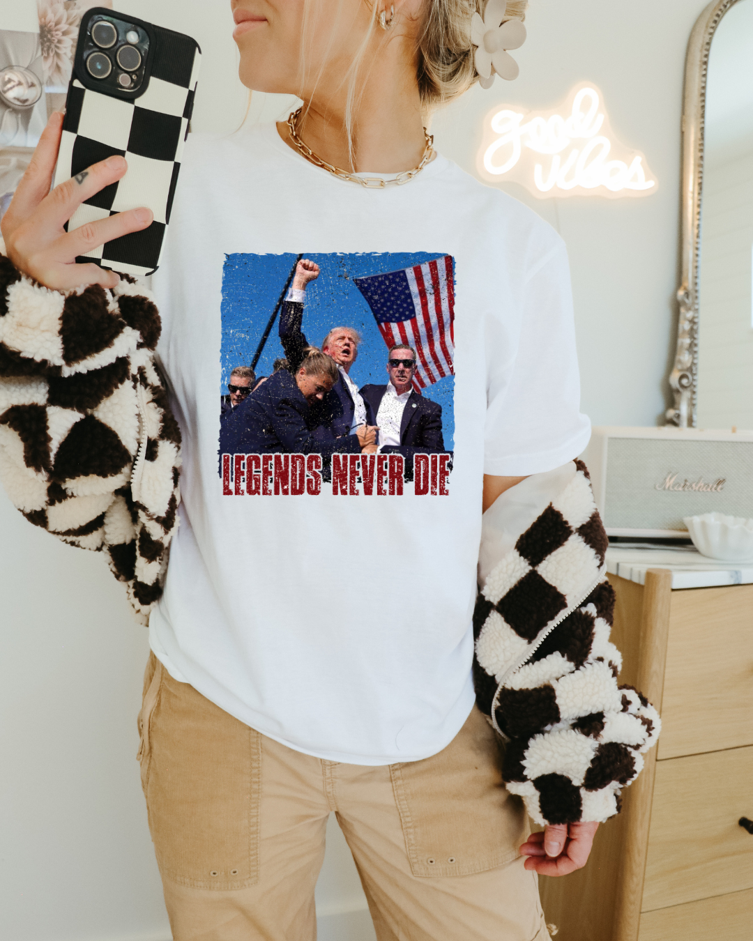 Legends Never Die Trump Adult Graphic Tee