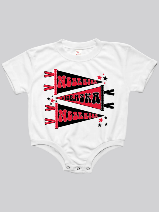 Nebraska Pennants Baby Bubble Tee Shirt Romper