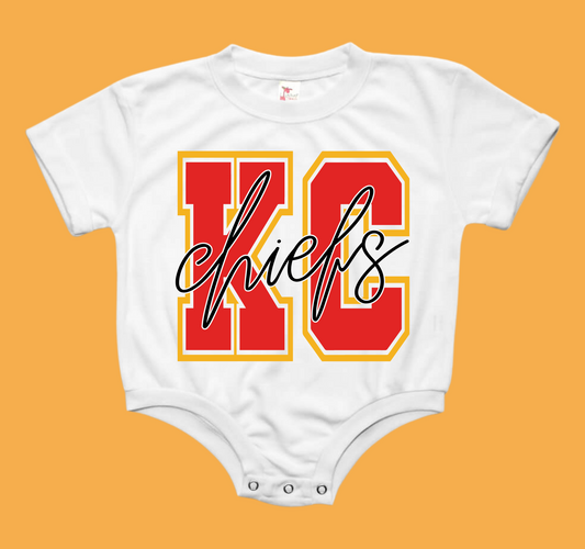 KC Chiefs Block Baby Bubble Tee Shirt Romper