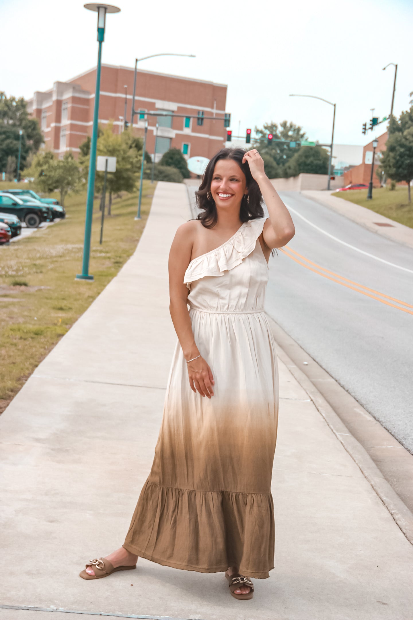 Ombre Skies One Shoulder Dress