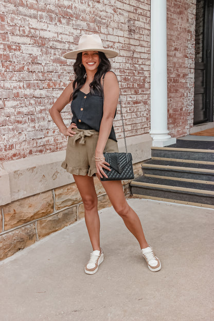 Olive Paper Bag Shorts