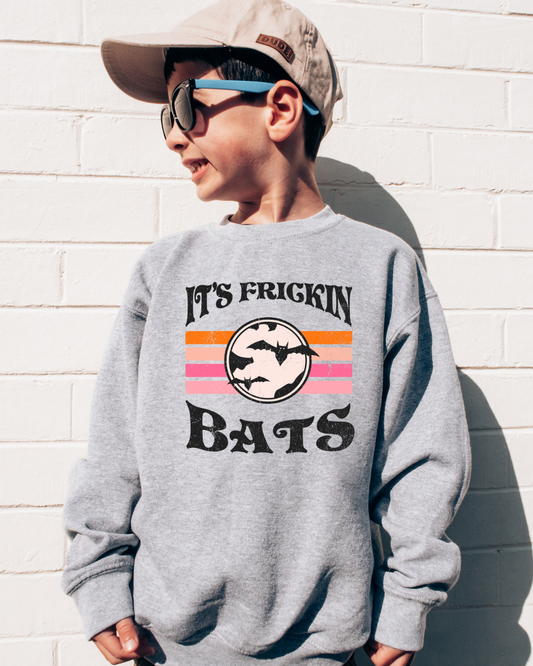 It's Frickin Bats Spooky Youth Crewneck Pullover
