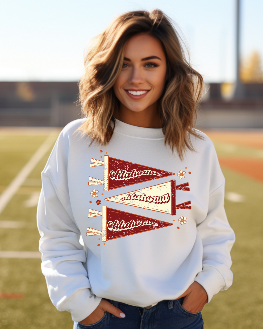 Oklahoma Pennants Adult Crewneck Pullover