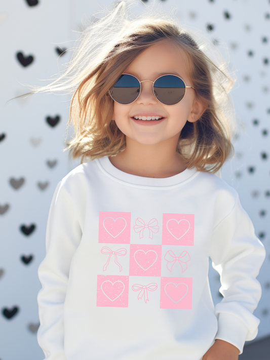 Retro Valentines Coquette Youth Graphic Sweatshirt
