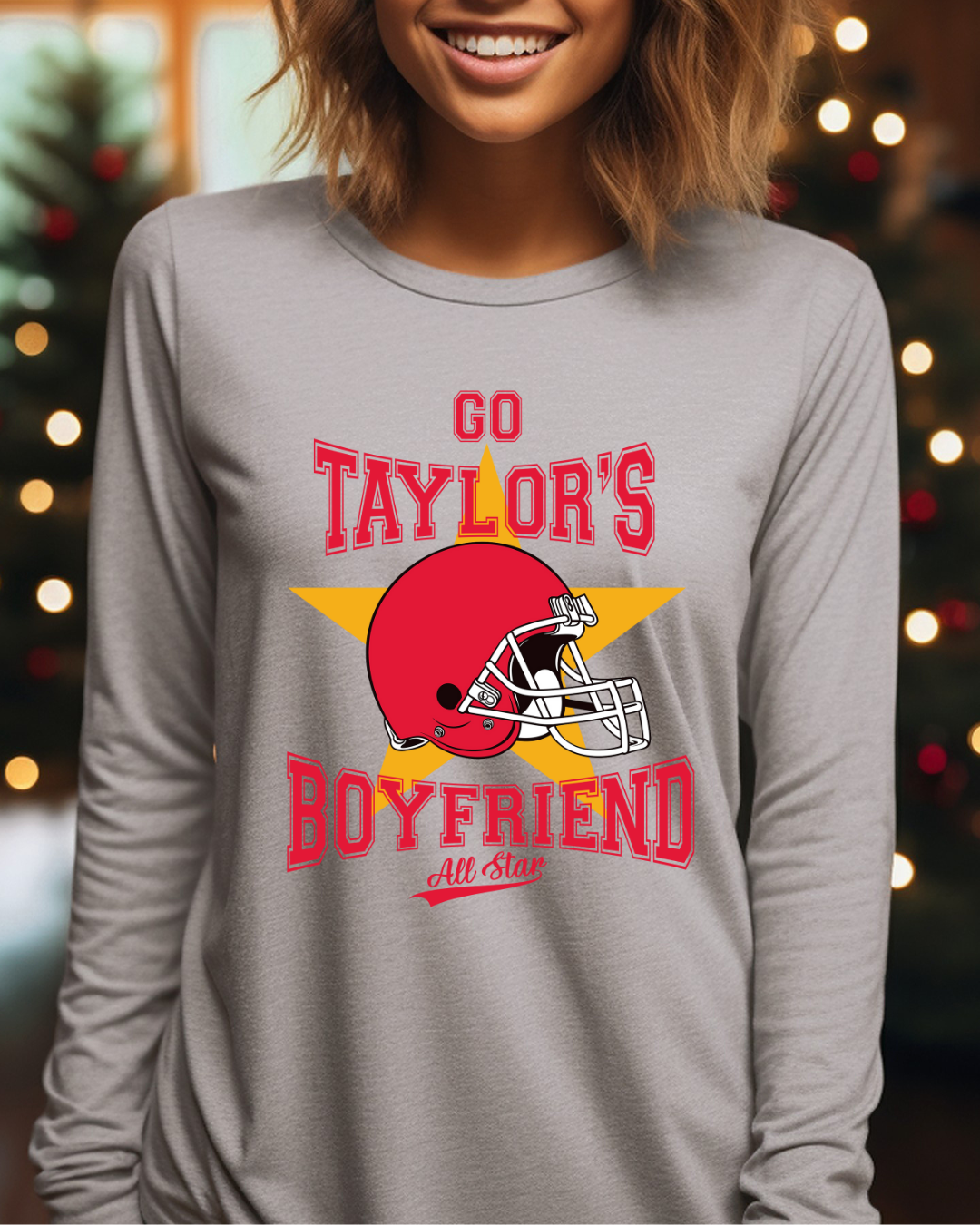 Go Taylor's Boyfriend NFL X Taylor Adult Long Sleeve Tee
