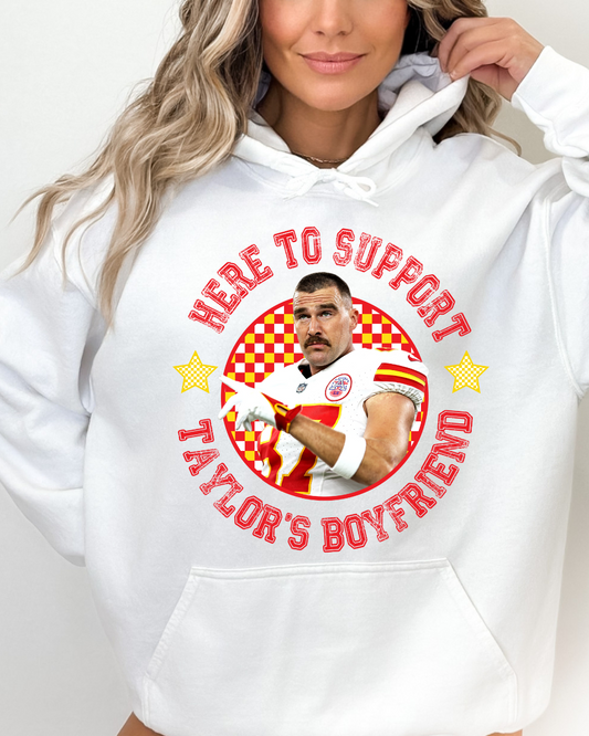 Here To Support Taylor's Boyfriend NFL X Taylor Adult Hoodie
