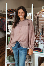 Load image into Gallery viewer, Smocked In Pink Tufted Dot Blouse
