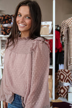 Load image into Gallery viewer, Smocked In Pink Tufted Dot Blouse
