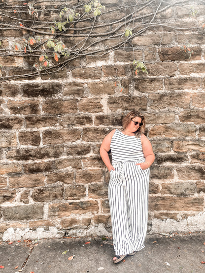 Sunday Funday Jumpsuit in Ivory - PLUS