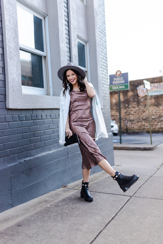 Look Here Animal Print Midi Dress