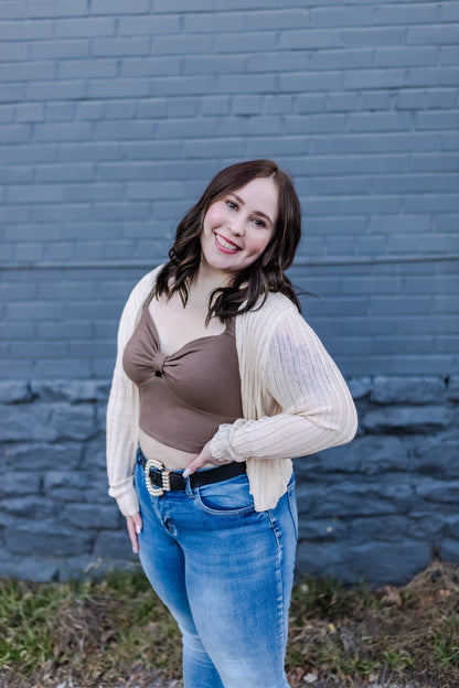 Put On Notice Ribbed Crop (Mocha)