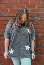 Load image into Gallery viewer, Watching The Stars Acid Wash Star Shirt (Charcoal)
