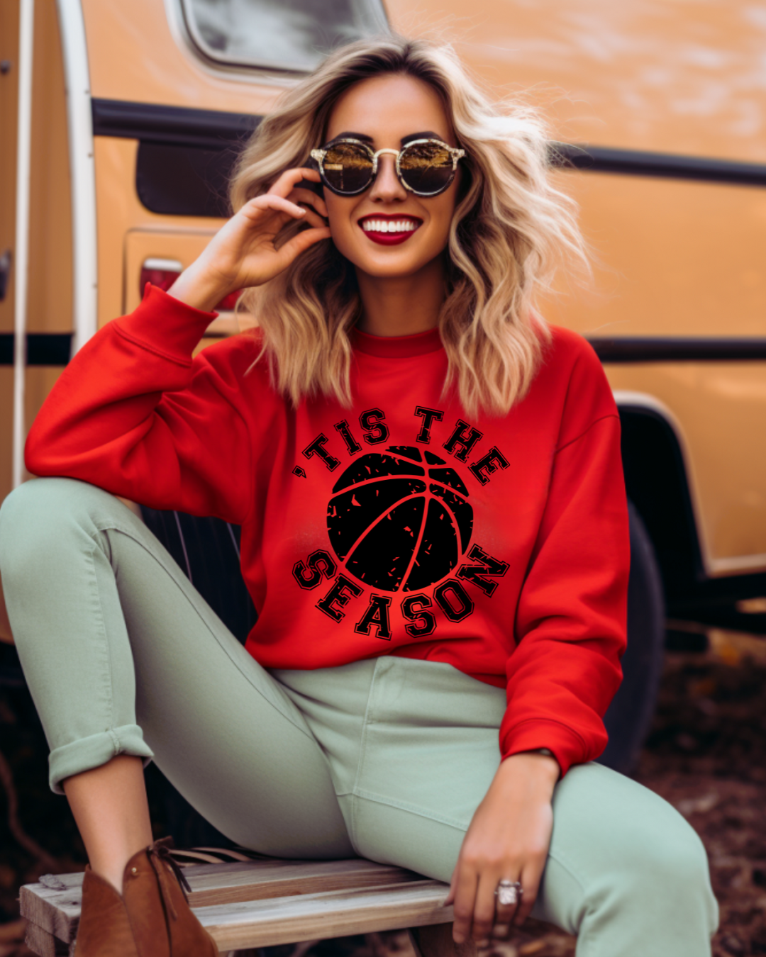 'Tis The Season Basketball Adult Crewneck Pullover