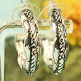 Silvertone Esma Textured Hoop Earrings