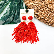 Load image into Gallery viewer, Here For The Party Beaded Tassel Earrings (Fuchsia)
