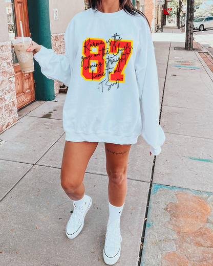 87 Karma Is The Guy On The Chiefs NFL X Taylor Crewneck Pullover