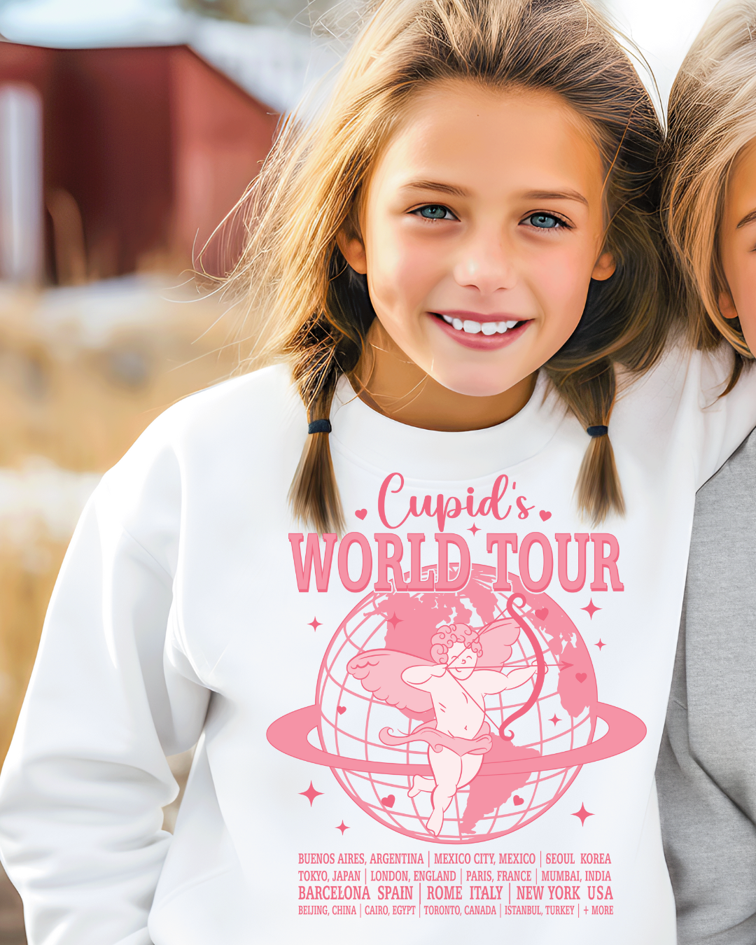 Cupid's World Tour Valentines Youth Crewneck Pullover