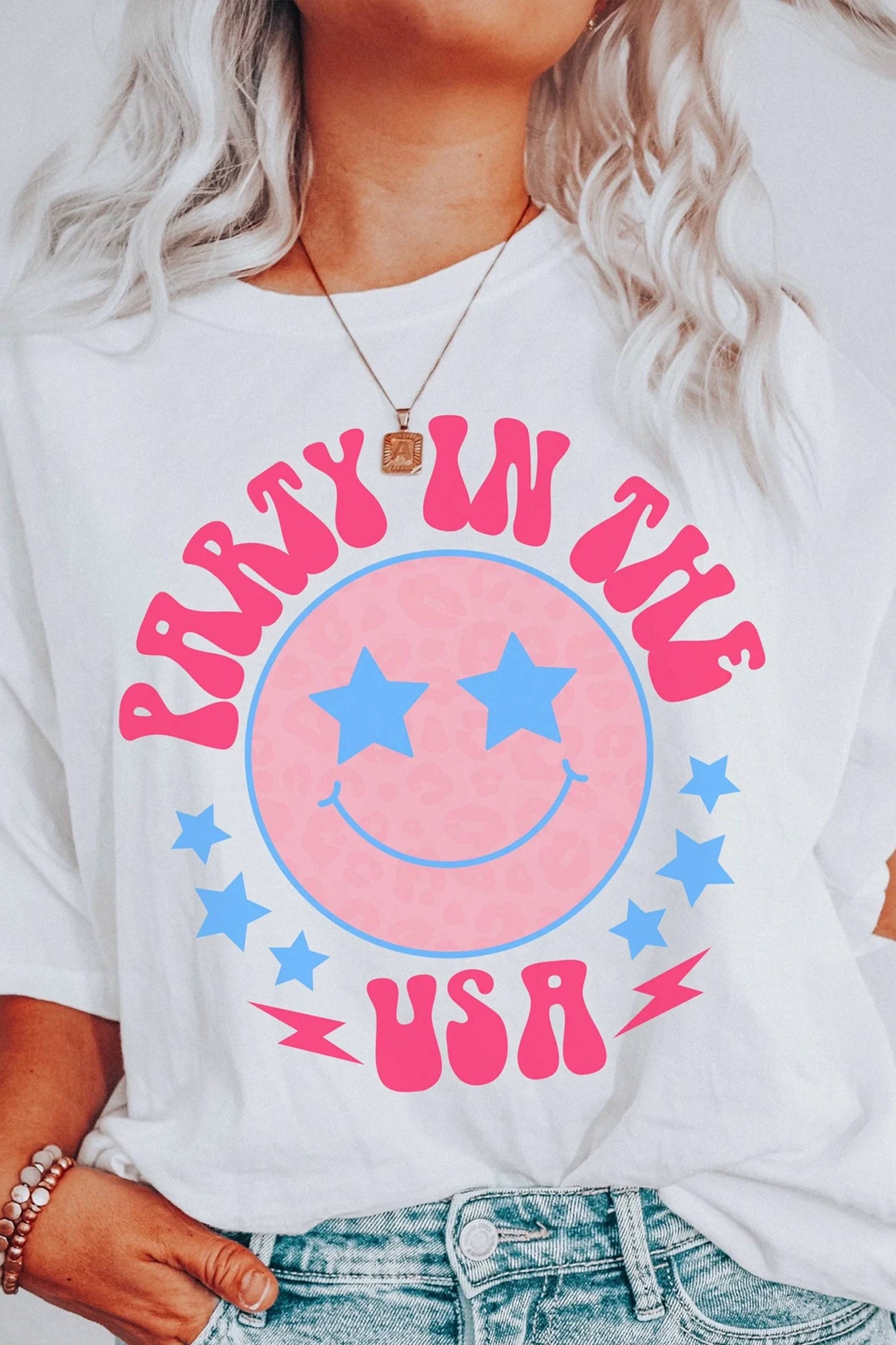 PINK PARTY IN THE USA GRAPHIC TEE