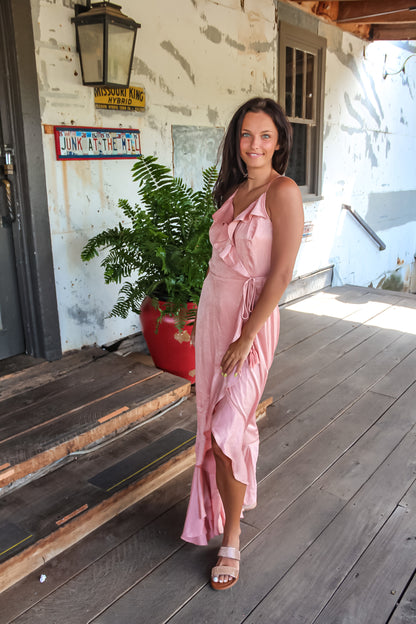 Turning On The Charm Satin Midi Dress