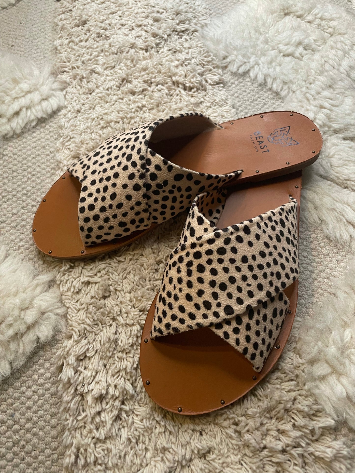 Running Late Suede Cheetah Slides