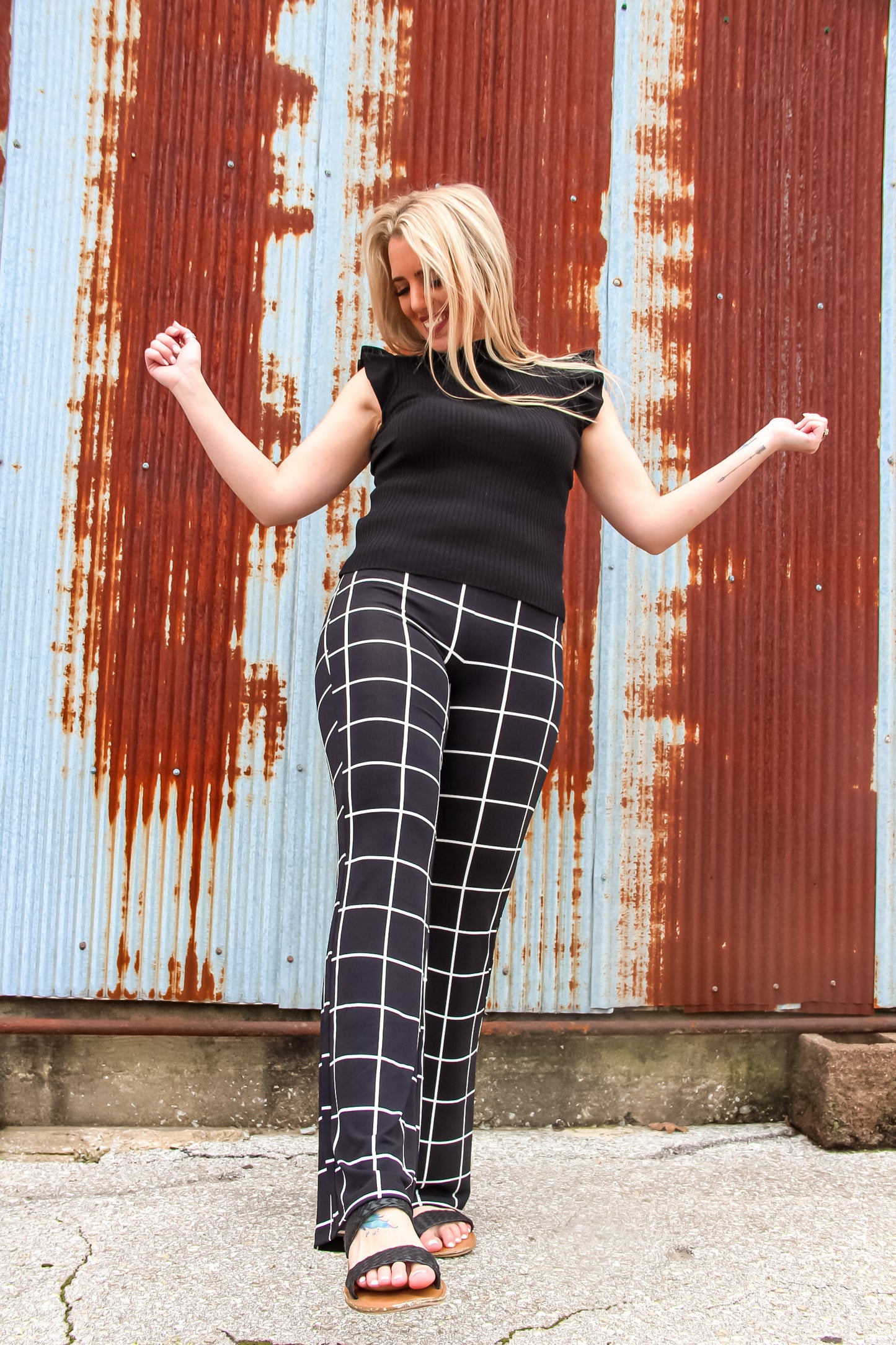 Fake It Till You Make It Gingham Stretch Pants