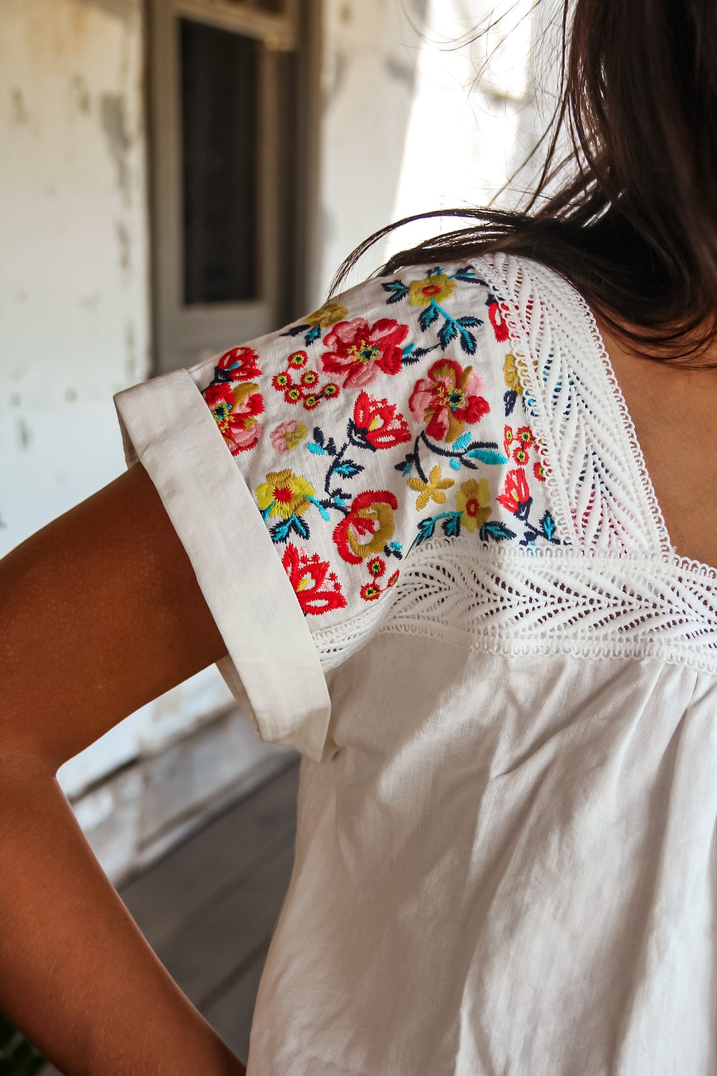 Beyond Expectations Embroidered Detail Top